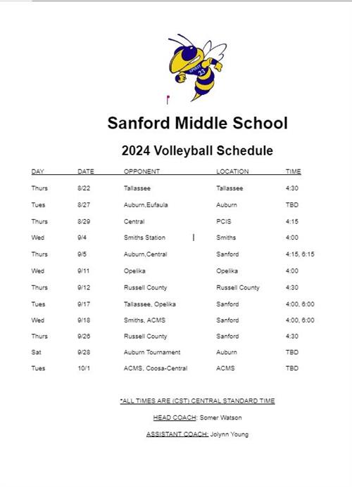 2024 Volleyball Schedule